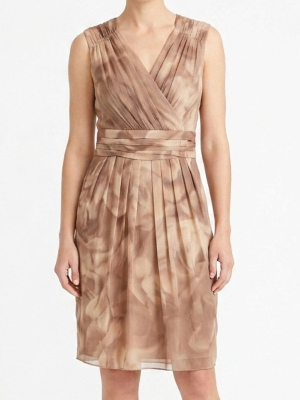 Joan and David Watercolour Print Silk Cocktail Dress- Sz. 38 (Sm)